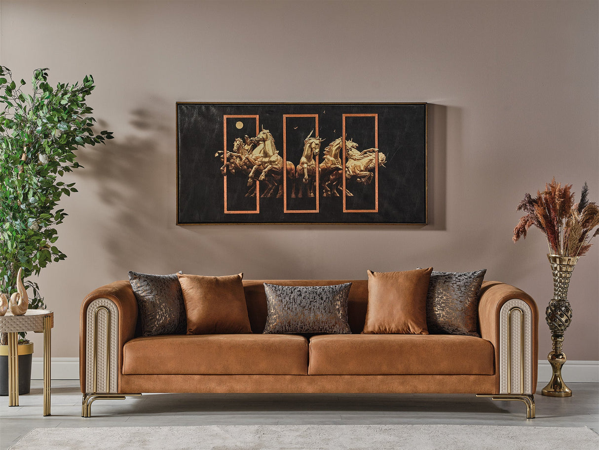 Paris Stationary 4 Seat Sofa in Brown from Furnia - Luna Furniture