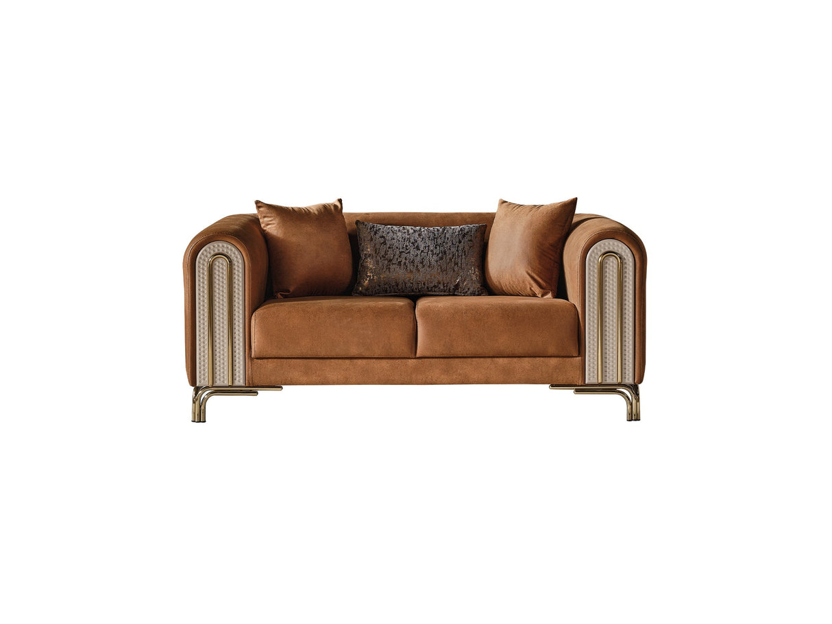 Paris 3-pieces (Sofa & Loveseat & Chair) Livingroom Set in Brown from Furnia - Luna Furniture