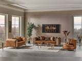Paris 3-pieces (Sofa & Loveseat & Chair) Livingroom Set in Brown from Furnia - Luna Furniture