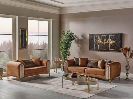 Paris 3-pieces (Sofa & Loveseat & Chair) Livingroom Set in Brown from Furnia - Luna Furniture