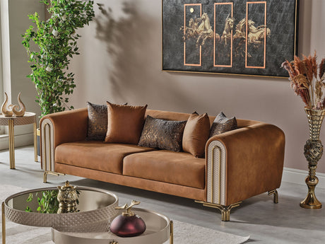 Paris Stationary Sofa in Brown from Furnia - Luna Furniture