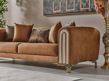 Paris 3-pieces (Sofa & Loveseat & Chair) Livingroom Set in Brown from Furnia - Luna Furniture