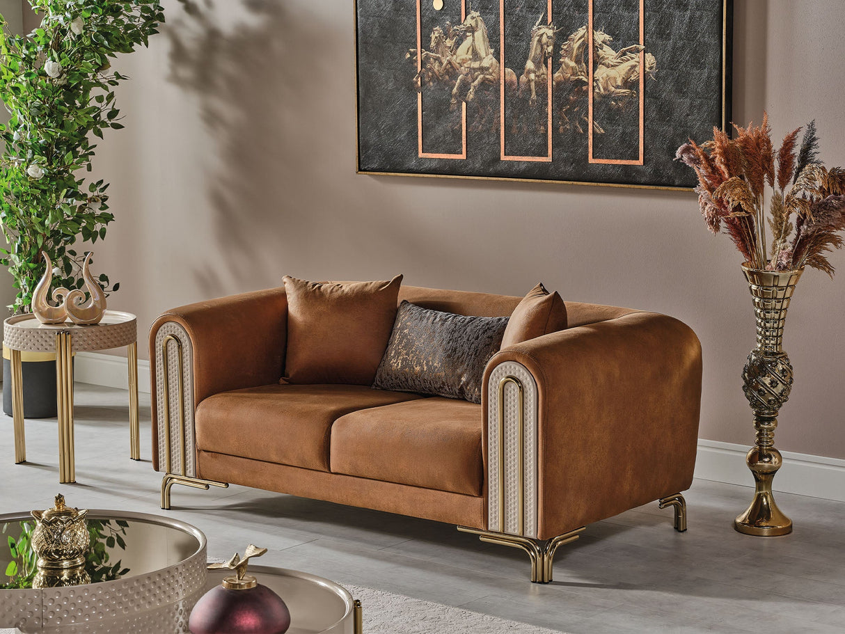 Paris Stationary Loveseat in Brown from Furnia - Luna Furniture