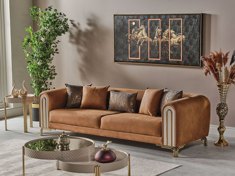 Paris Stationary Sofa in Brown from Furnia - Luna Furniture