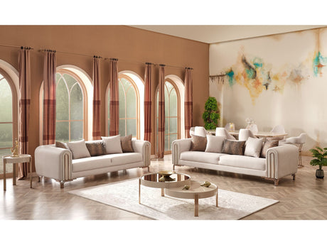 Paris Stationary 4 Seat Sofa in Cream from Furnia - Luna Furniture