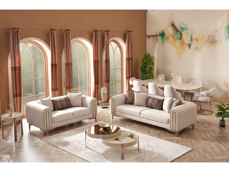 Paris 3-pieces (Sofa & Loveseat & Chair) Livingroom Set in Cream from Furnia - Luna Furniture