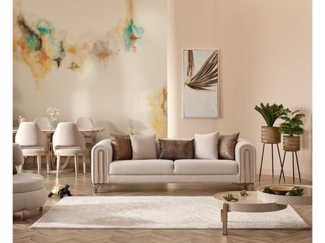 Paris Stationary Sofa in Cream from Furnia - Luna Furniture