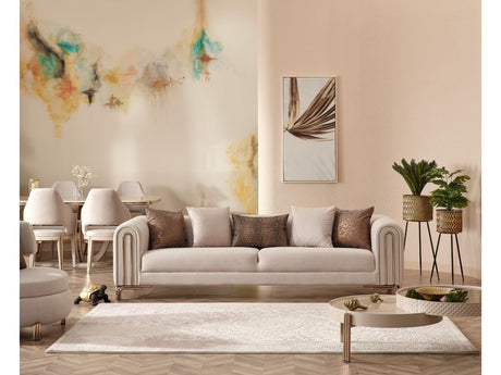 Paris Stationary 4 Seat Sofa in Cream from Furnia - Luna Furniture