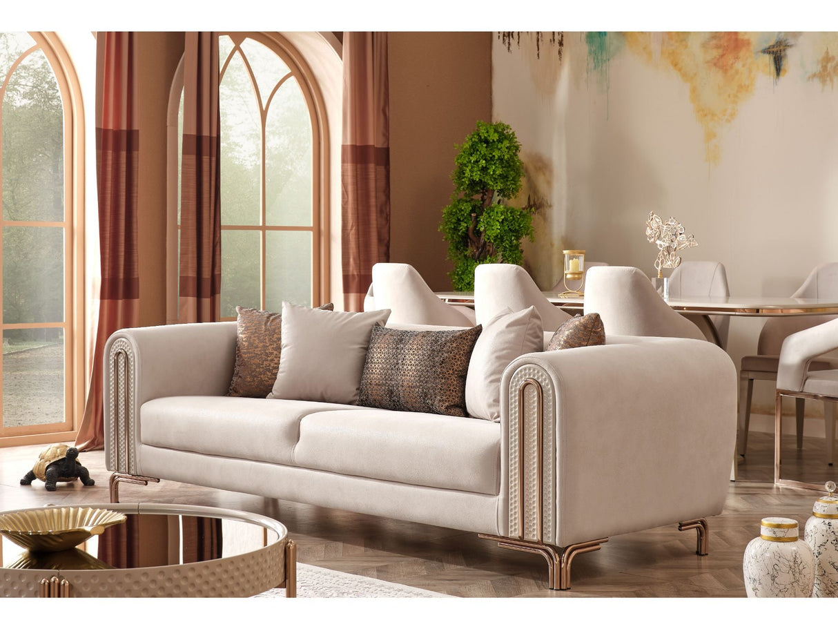 Paris Stationary Sofa in Cream from Furnia - Luna Furniture