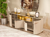 Paris Diningroom (Consol With Mirror & Dining Table & 6 Dining Chair) from Furnia - Luna Furniture