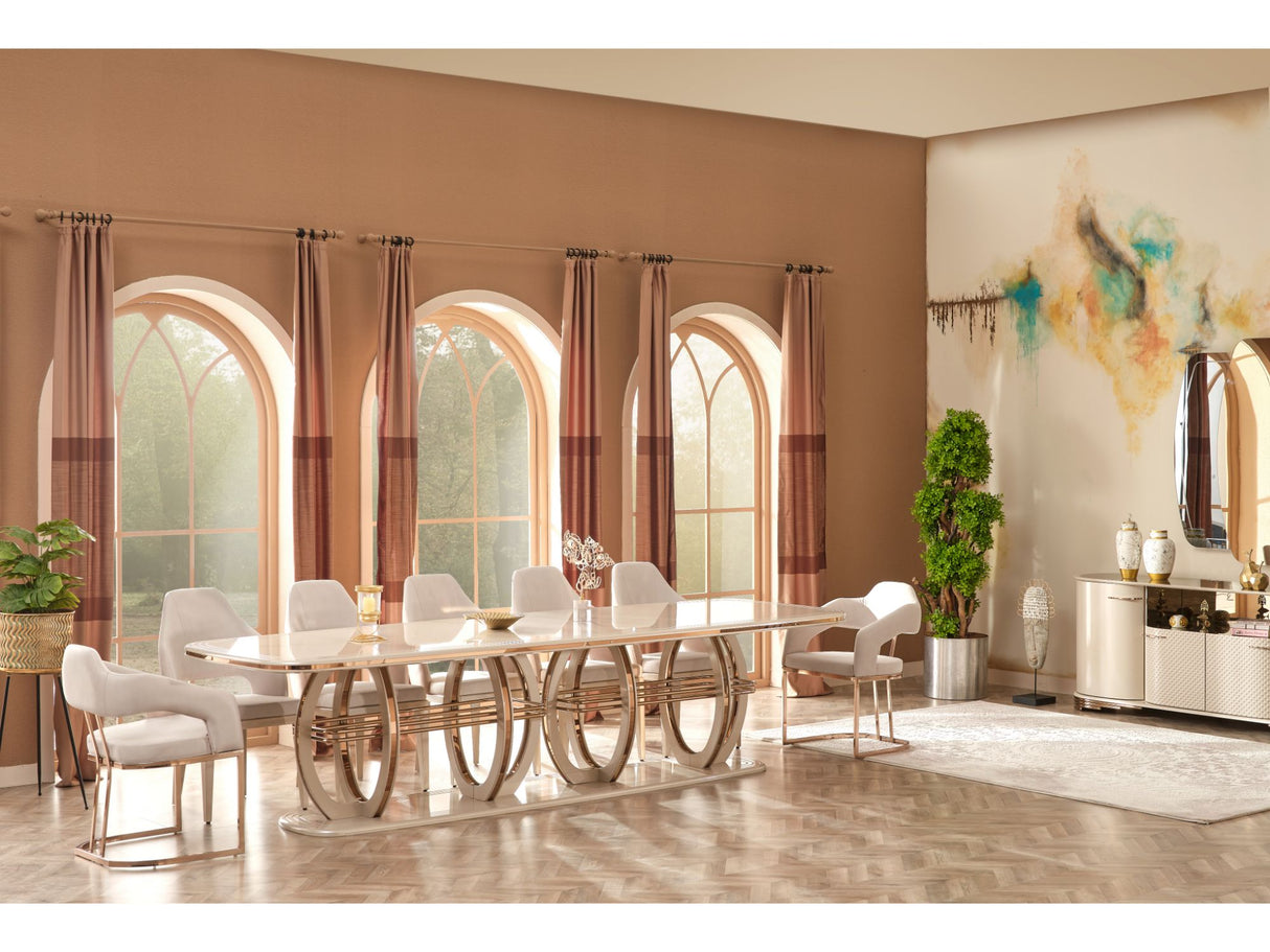 Paris Diningroom (Consol With Mirror & Dining Table & 6 Dining Chair) from Furnia - Luna Furniture