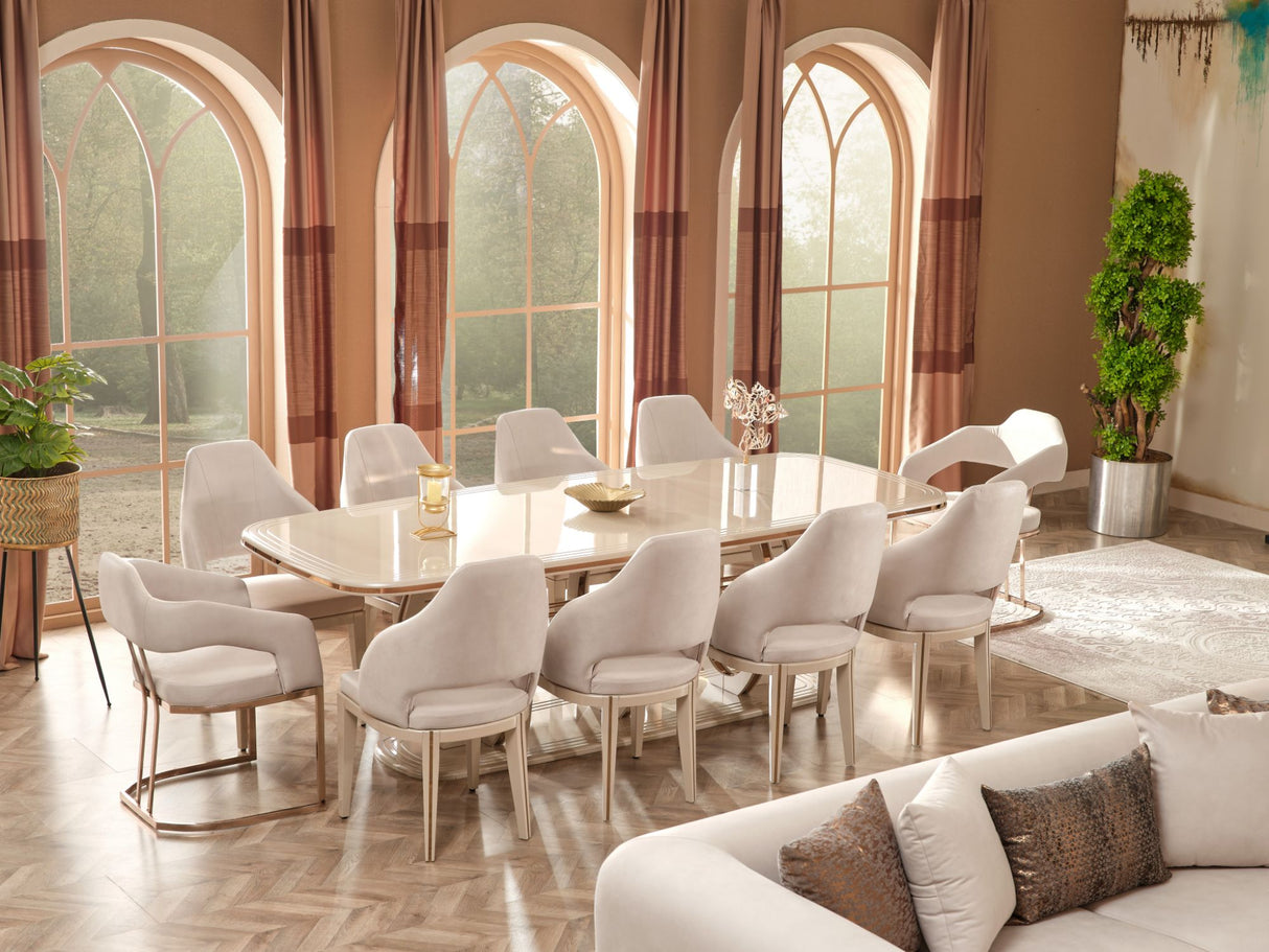 Paris Diningroom (Consol With Mirror & Dining Table & 6 Dining Chair) from Furnia - Luna Furniture