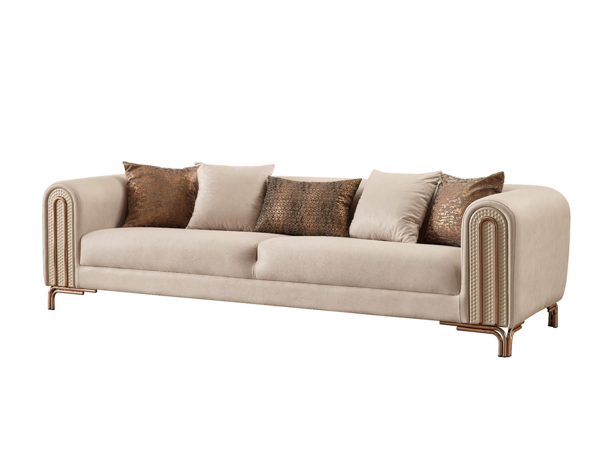 Paris Stationary 4 Seat Sofa in Cream from Furnia - Luna Furniture