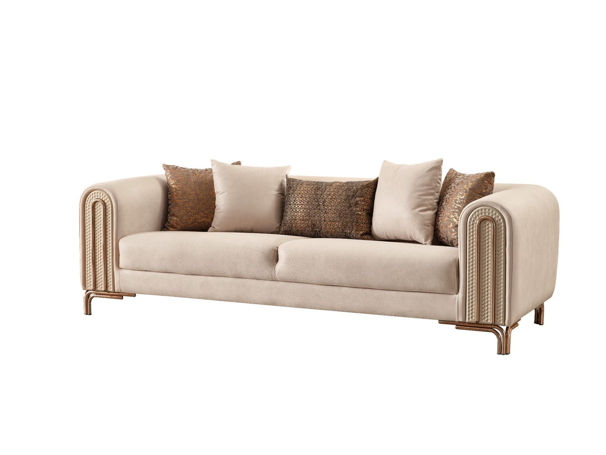 Paris Stationary Sofa in Cream from Furnia - Luna Furniture