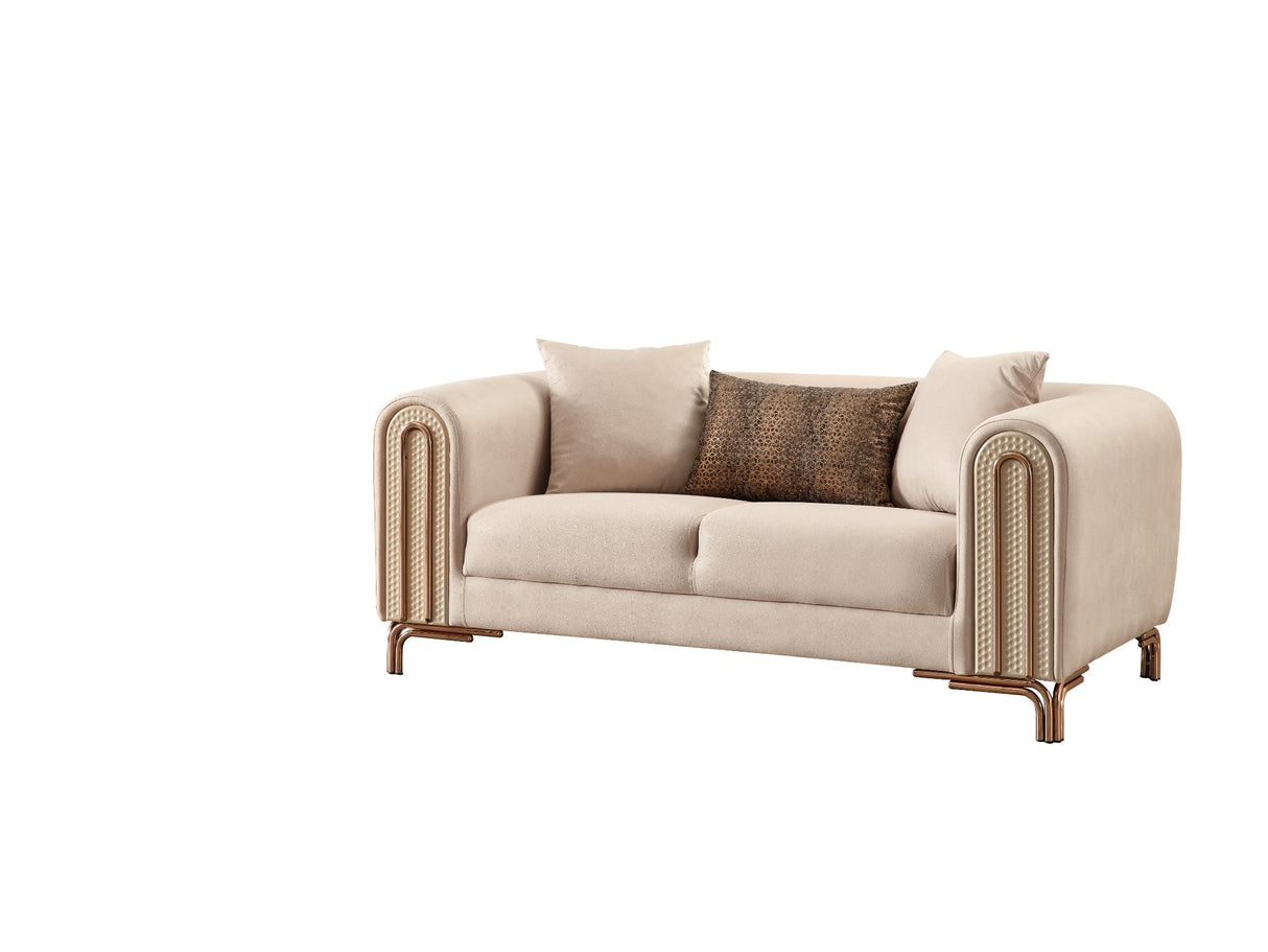 Paris 3-pieces (Sofa & Loveseat & Chair) Livingroom Set in Cream from Furnia - Luna Furniture