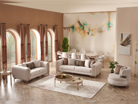 Paris 3-pieces (Sofa & Loveseat & Chair) Livingroom Set in Cream from Furnia - Luna Furniture