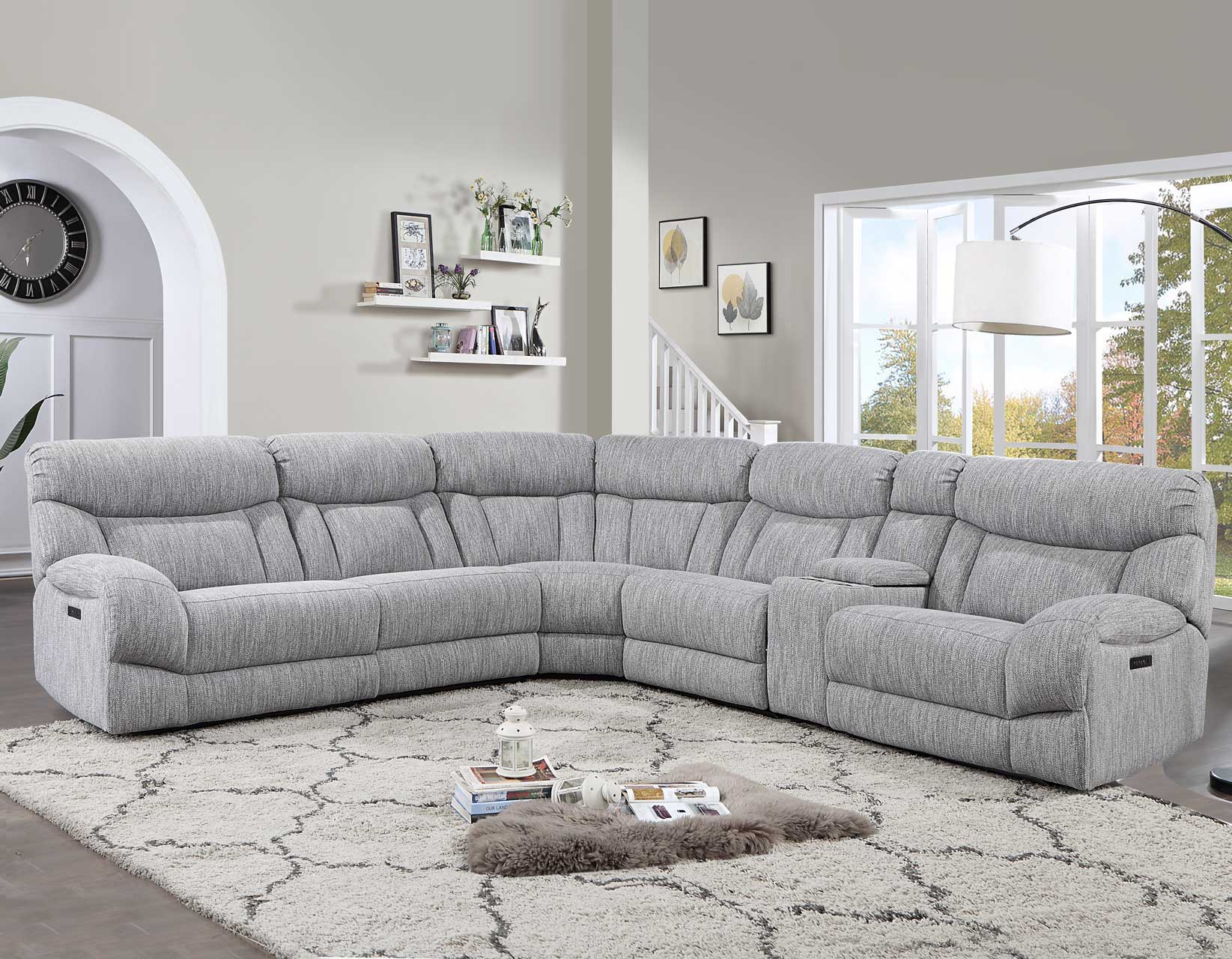 Park City Pearl Silver 6-Piece Dual Power Reclining Sectional