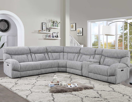 Park City Pearl Silver 6-Piece Dual Power Reclining Sectional from Steve Silver - Luna Furniture