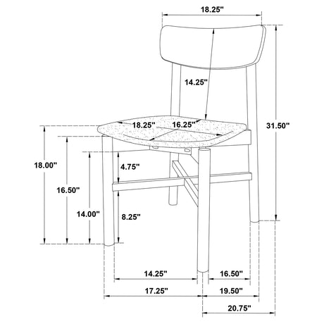 Parkridge Natural Walnut Dining Side Chair, Set of 2 from Coaster - Luna Furniture