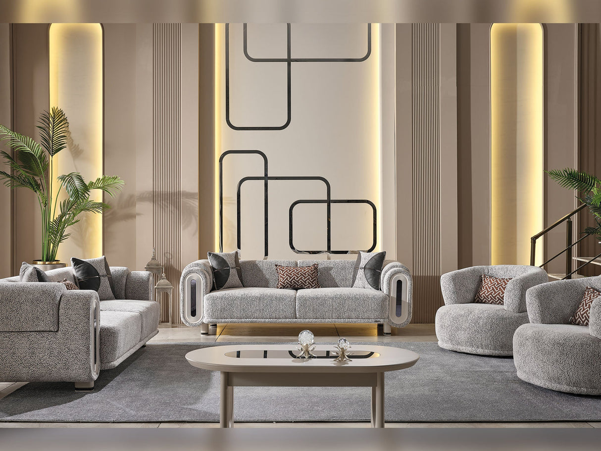 Parma Convertible Sofa in Light Grey from Furnia - Luna Furniture