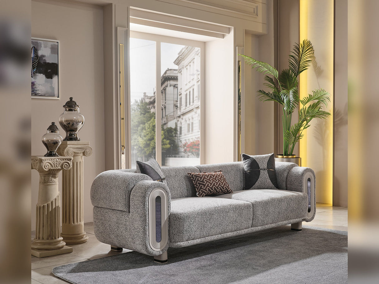 Parma 3-pieces (Sofa & Loveseat & Chair) Livingroom Set in Light Grey from Furnia - Luna Furniture