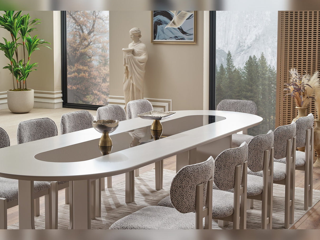 Parma Diningroom (Consol With Mirror & Dining Table & 6 Dining Chair) from Furnia - Luna Furniture