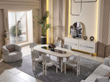 Parma Diningroom (Consol With Mirror & Dining Table & 6 Dining Chair) from Furnia - Luna Furniture