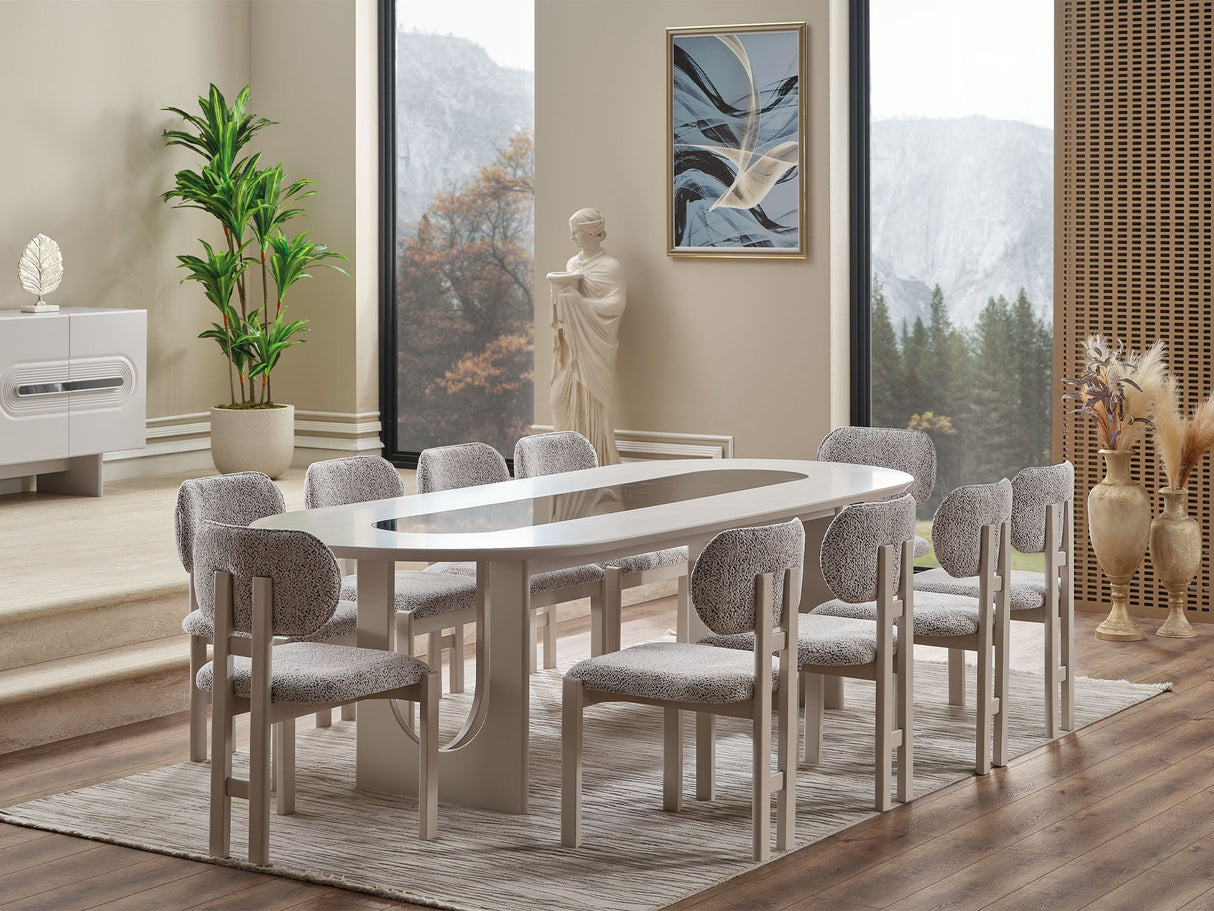 Parma Diningroom (Consol With Mirror & Dining Table & 6 Dining Chair) from Furnia - Luna Furniture