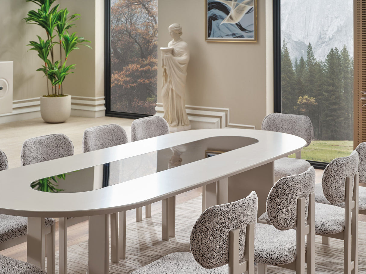 Parma Diningroom (Consol With Mirror & Dining Table & 6 Dining Chair) from Furnia - Luna Furniture