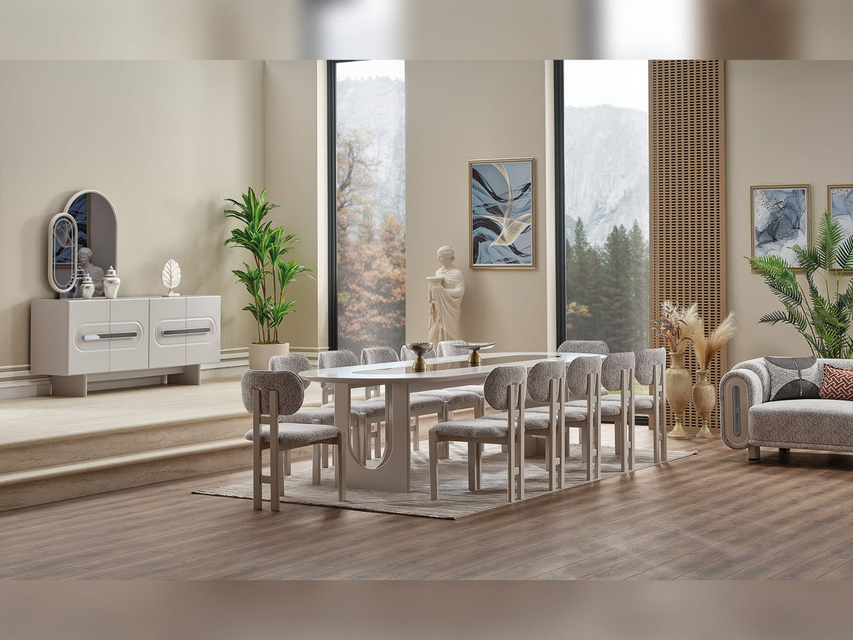 Parma Diningroom (Consol With Mirror & Dining Table & 6 Dining Chair) from Furnia - Luna Furniture