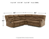 Partymate 2-Piece Sectional with Recliner in Brindle from Ashley Furniture - Luna Furniture