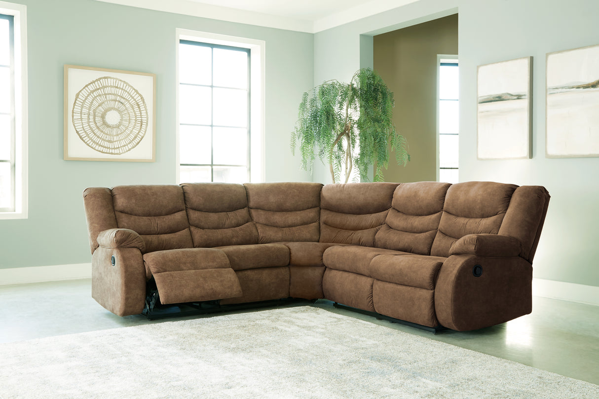 Partymate 2-Piece Sectional with Recliner in Brindle from Ashley Furniture - Luna Furniture