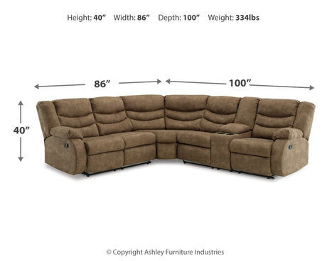Partymate 2-Piece Sectional with Recliner in Brindle from Ashley - Luna Furniture