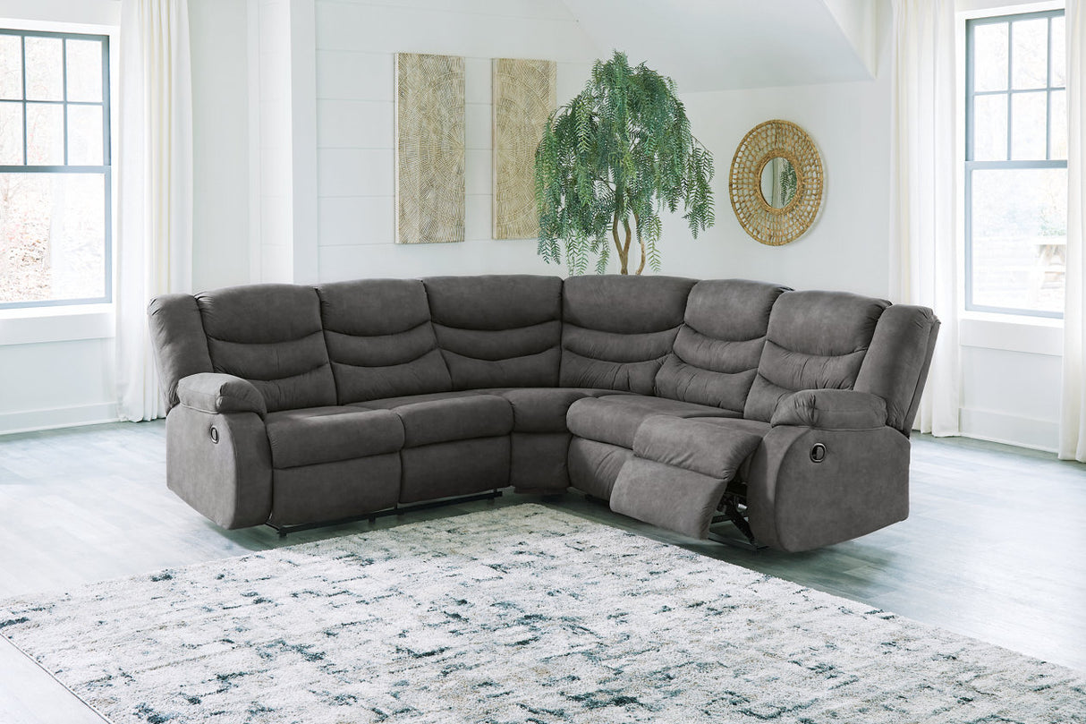 Partymate Slate 2-Piece Reclining Sectional from Ashley Furniture - Luna Furniture