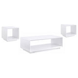 Paseo White 3-Piece High Gloss Coffee and End Table Set from Coaster - Luna Furniture