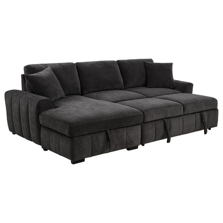 Pastrana Upholstered Sleeper Sectional Sofa Charcoal Grey from Coaster - Luna Furniture