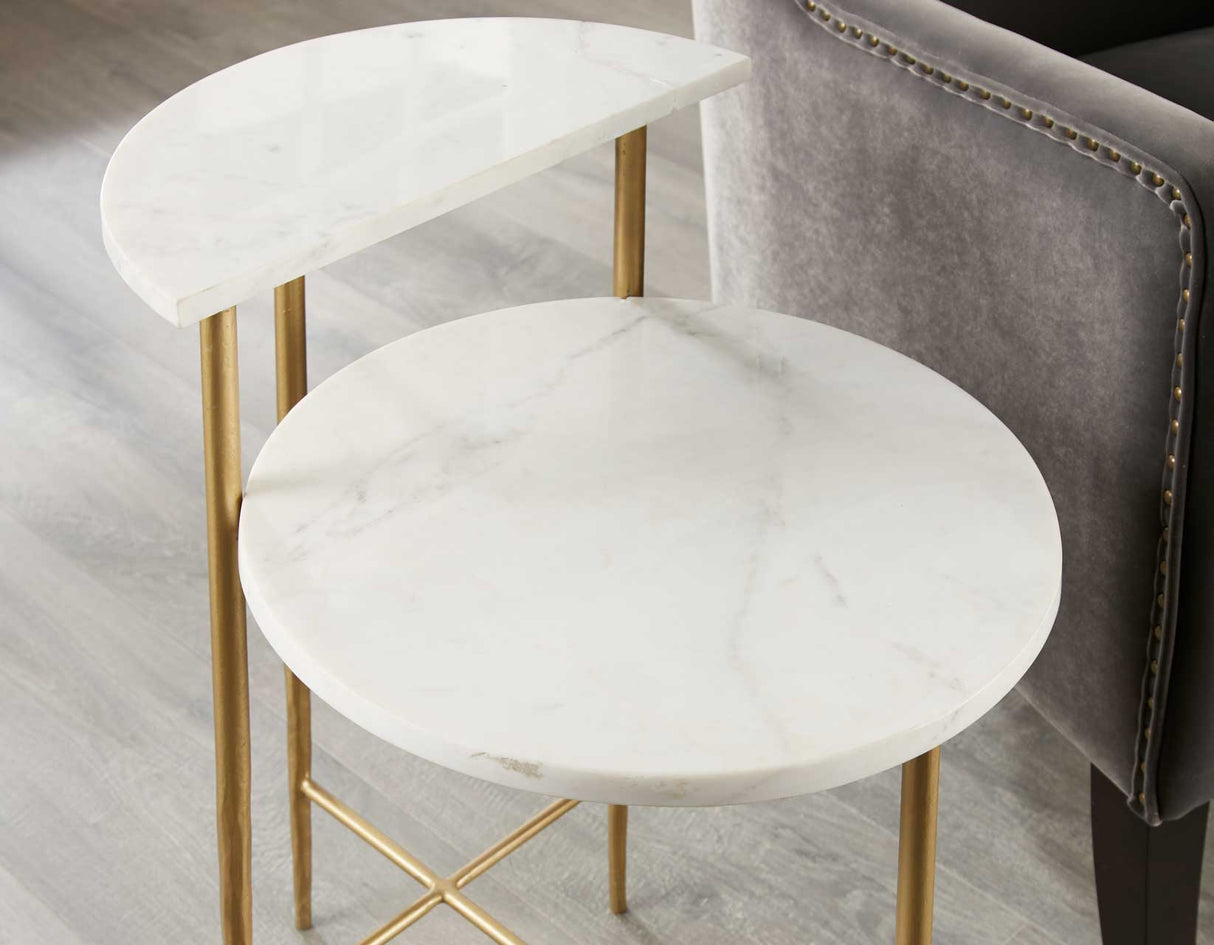 Patna White Marble Top Accent Table