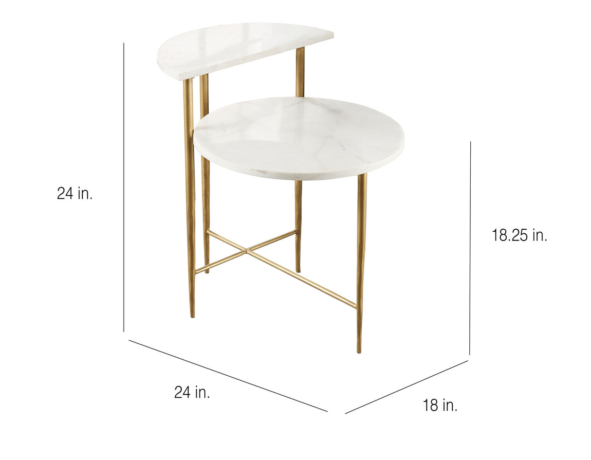 Patna White Marble Top Accent Table