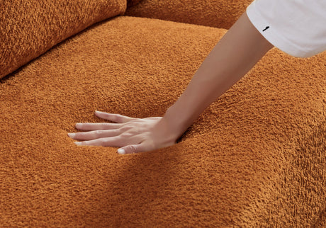 Paton Mid-Century Modern 114.5'' Boucle Fabric Sofa Burnt Orange from Ashcroft Furniture - Luna Furniture