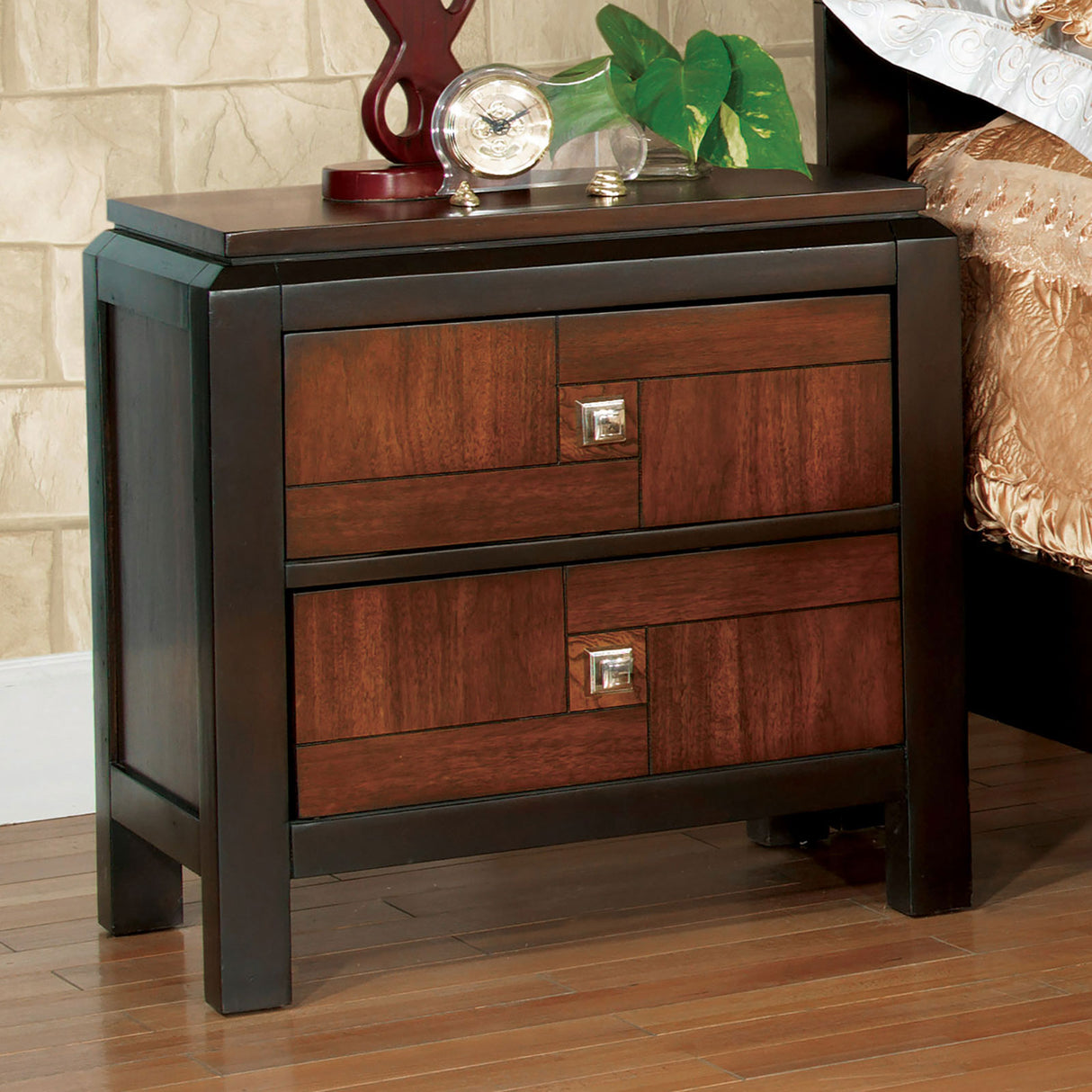 Patra Acacia/Walnut Night Stand from Furniture of America - Luna Furniture