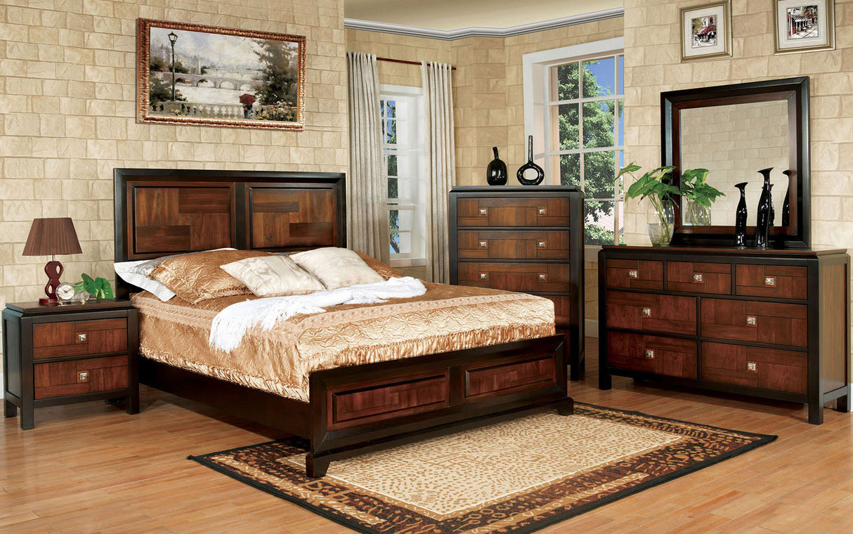 Patra Acacia/Walnut King Bed from Furniture of America - Luna Furniture