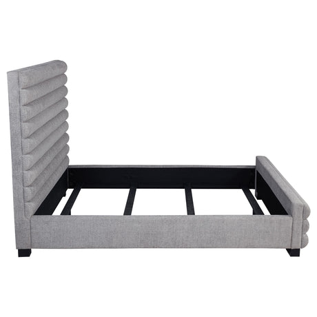 Patricia Gray Boucle Upholstered Eastern King Bed from Coaster - Luna Furniture