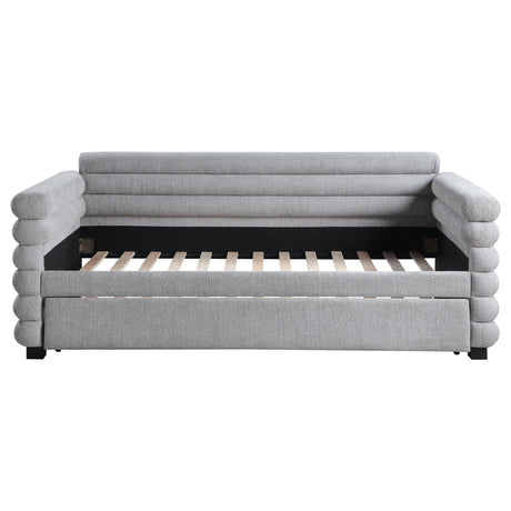 Patricia Gray Boucle Upholstered Twin Day Bed with Trundle from Coaster - Luna Furniture