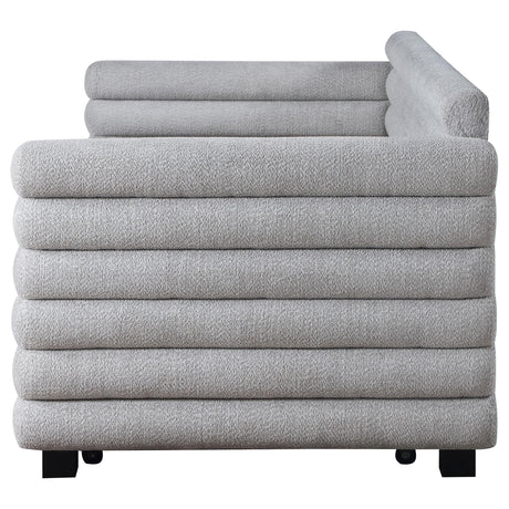 Patricia Gray Boucle Upholstered Twin Day Bed with Trundle from Coaster - Luna Furniture