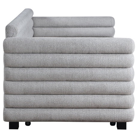 Patricia Gray Boucle Upholstered Twin Day Bed with Trundle from Coaster - Luna Furniture