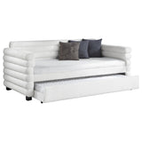 Patricia White Boucle Upholstered Twin Day Bed with Trundle from Coaster - Luna Furniture