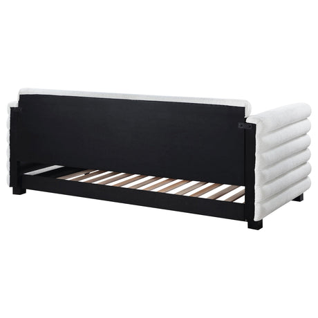 Patricia White Boucle Upholstered Twin Day Bed with Trundle from Coaster - Luna Furniture