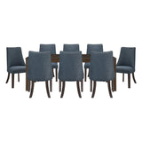 Paulson Dark Brown/Blue Gray 9-Piece 79" Dining Set from Homelegance - Luna Furniture