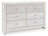 Paxberry Queen Panel Bed with Dresser in Whitewash from Ashley Furniture - Luna Furniture