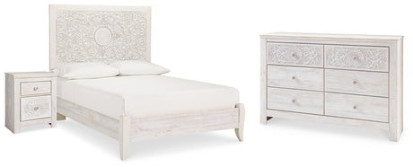 Paxberry Whitewash Full Panel Bed, Dresser and Nightstand from Ashley - Luna Furniture